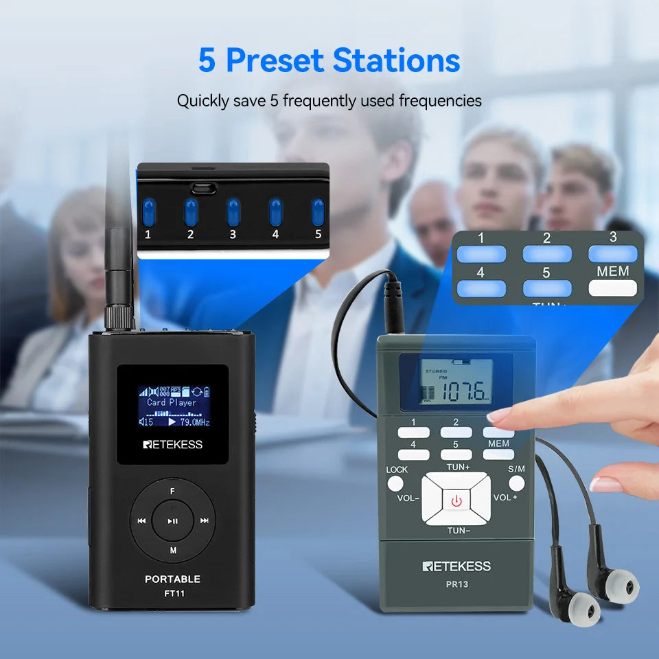 15-Receiver FM Wireless Audio Tour Guide System Portable