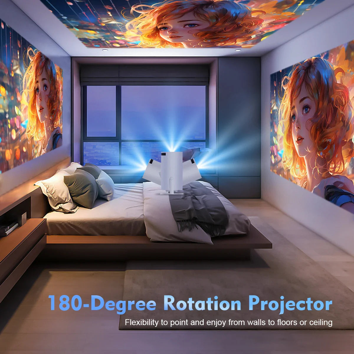 Portable 4K Home Projector with Auto Focus & Android 11