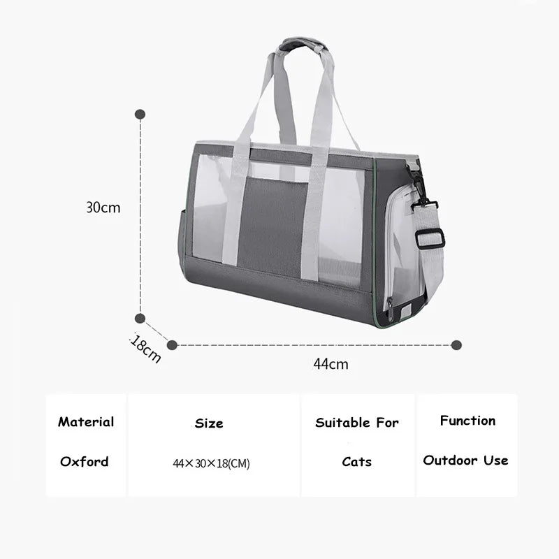 Outdoor Cat & Dog Carrier Grey 44x18x30cm