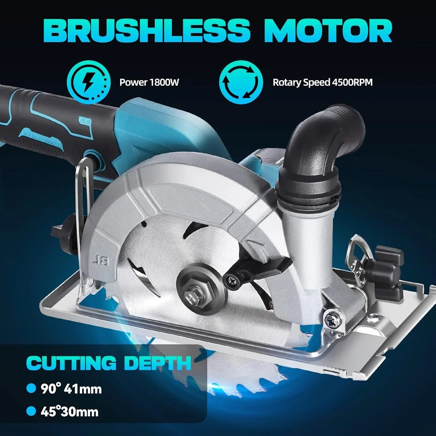1800W Cordless Circular Saw with Adjustable Cutting Depth
