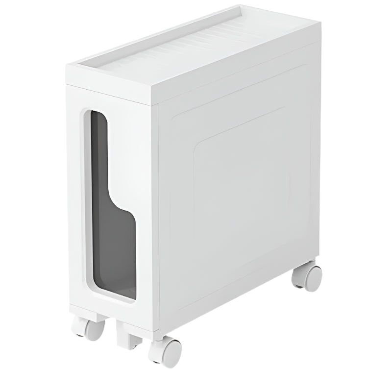 16cm-1-Layer Ultra-Narrow Plastic Storage Cabinet with Wheels
