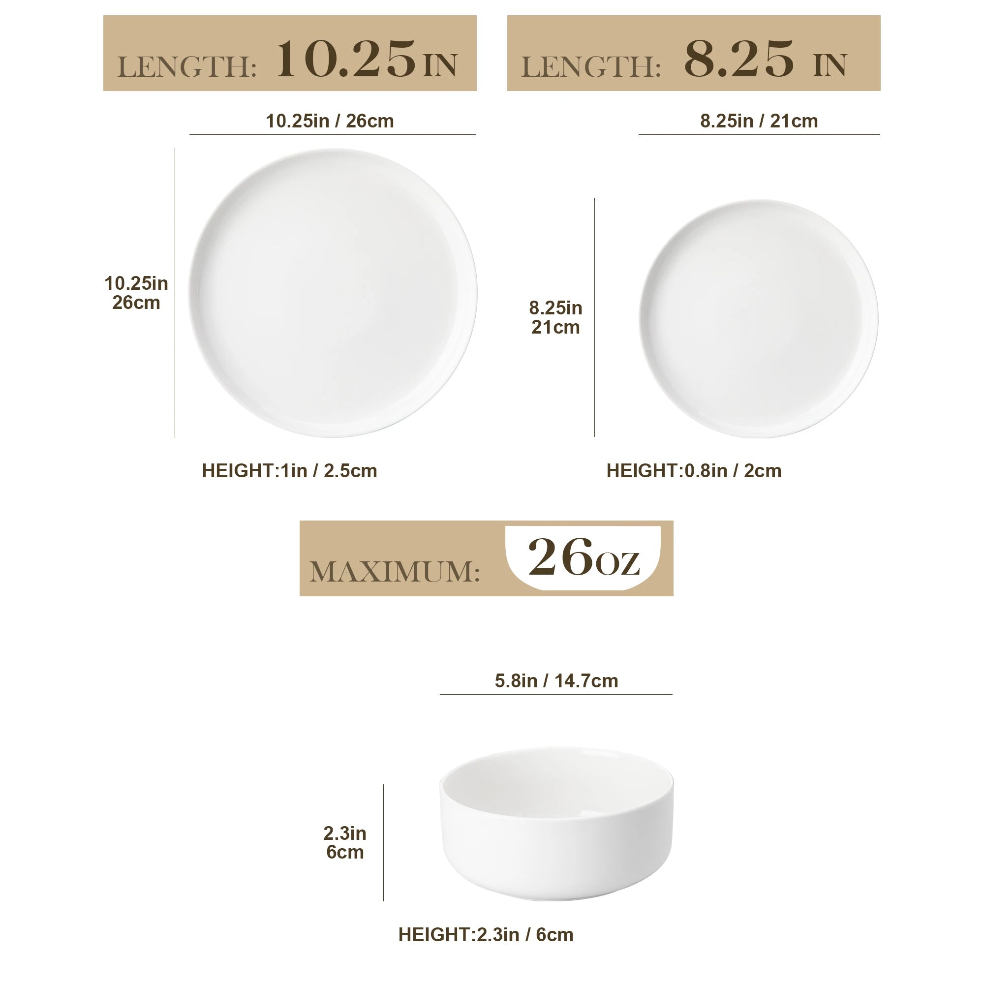 12-Piece Dinnerware Set for 4 Porcelain Plates and Bowls for Everyday Use