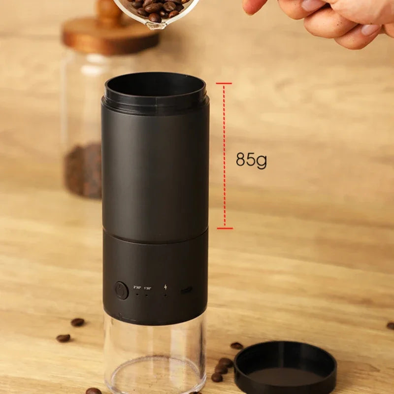 Rechargeable Travel Coffee Grinder with LED Display & 85g Capacity