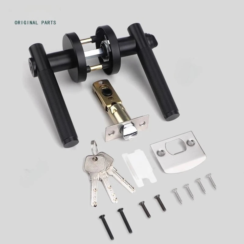 Modern Bedroom & Bathroom Door Handle Lock – Zinc Alloy with Copper Cylinder