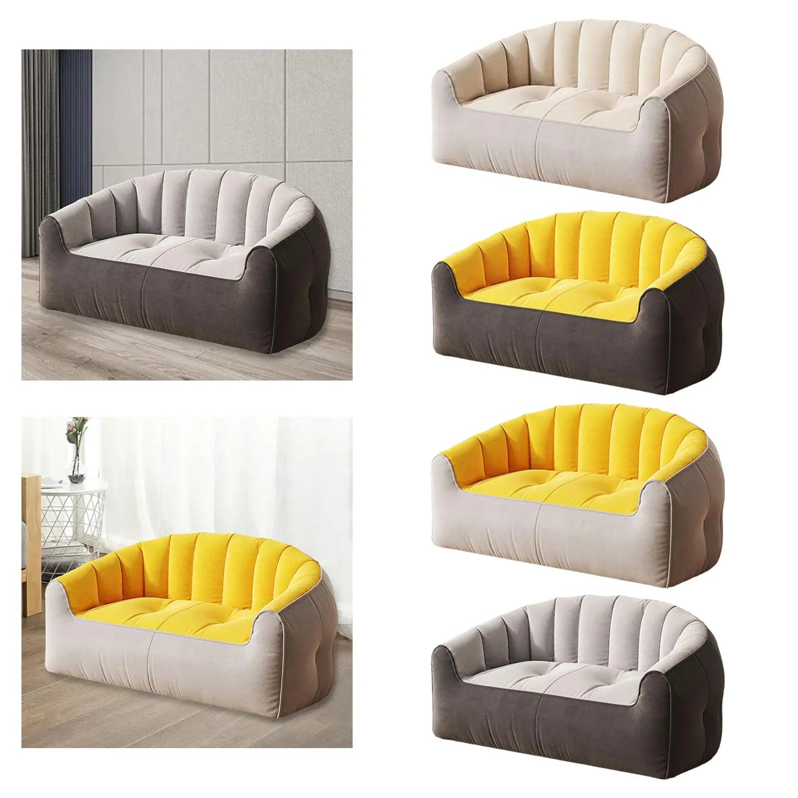 Compact 2-Seater Couch Soft Velvet Sofa for Bedrooms & Studios, Light Gray Beige Finish