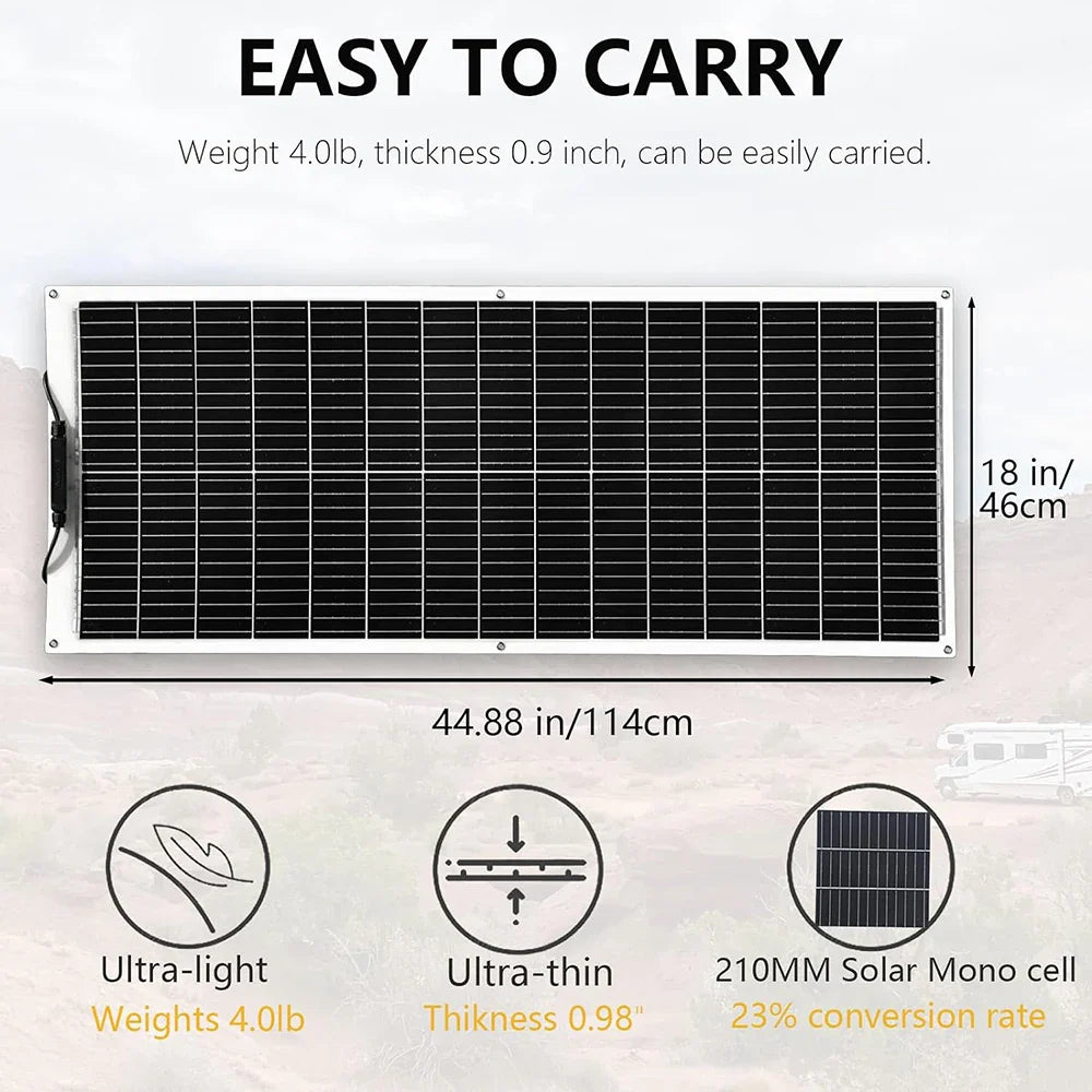 Lightweight 200W Flexible Solar Panel for Outdoor Use