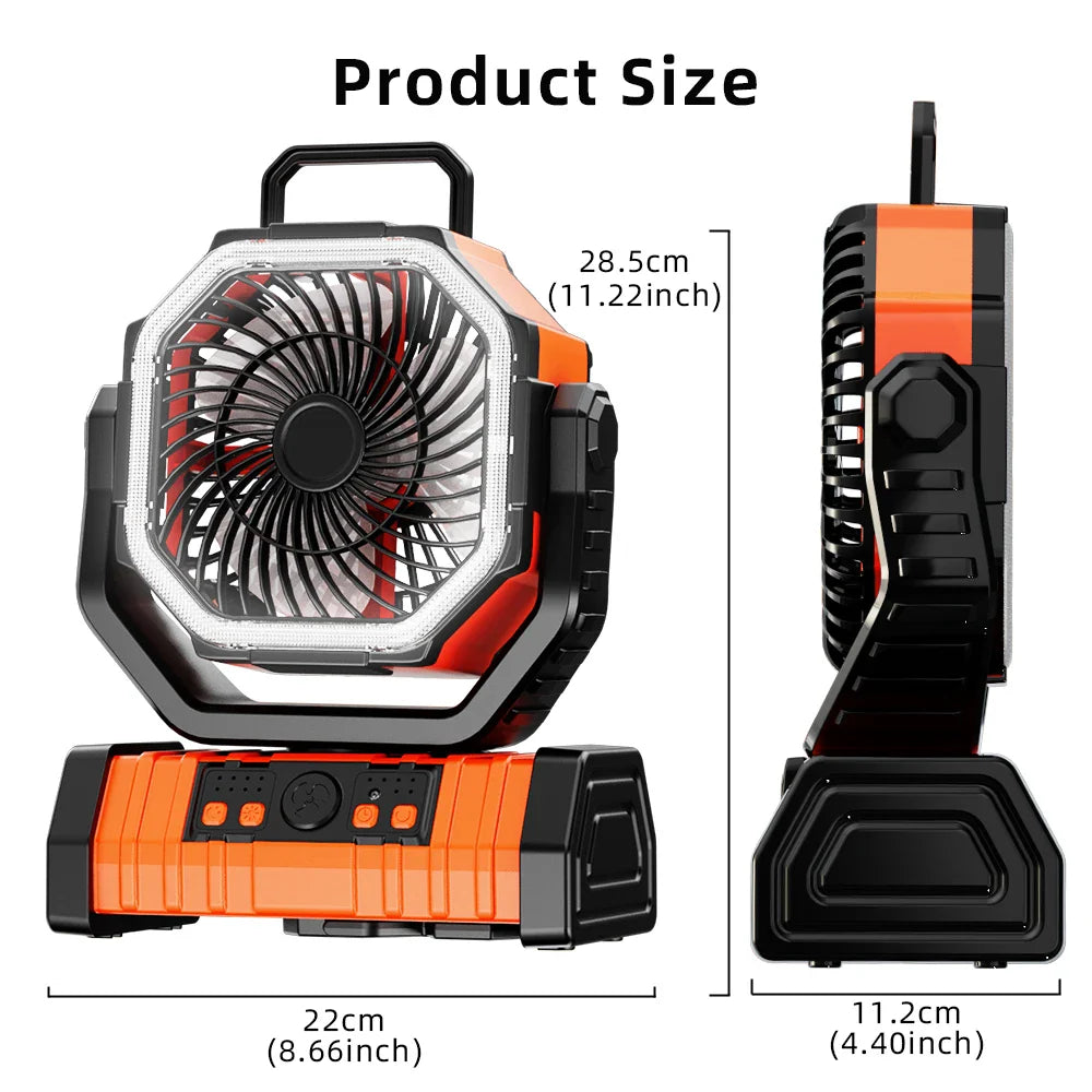 Cordless 270° Oscillating Battery Powered Desk Fan Black 20000mAH