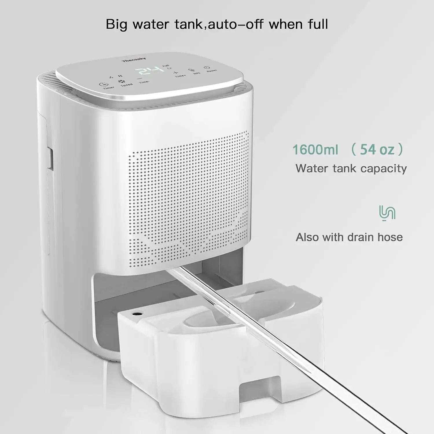 2-in-1 Dehumidifier & Air Purifier with HEPA Filter, Ionizer & Drain Hose