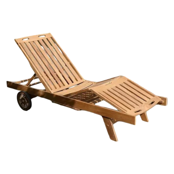 Teak Wood Outdoor Sun Lounger Chair for Poolside & Garden