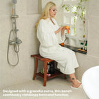 Waterproof Acacia Wood Bathroom Bench with Shelf Sturdy Shower Seat for Relaxation & Storage
