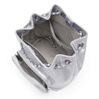 Silver Convertible Drawstring Backpack Purse – PU Leather Street Style
