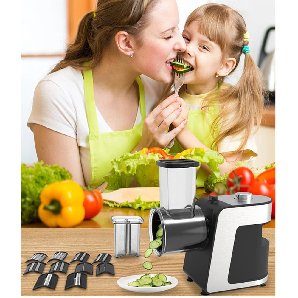 Black 5-in-1 1000W Electric Food Processor AU Plug Chopper, Slicer, Dicer, Mixer & Meat Grinder