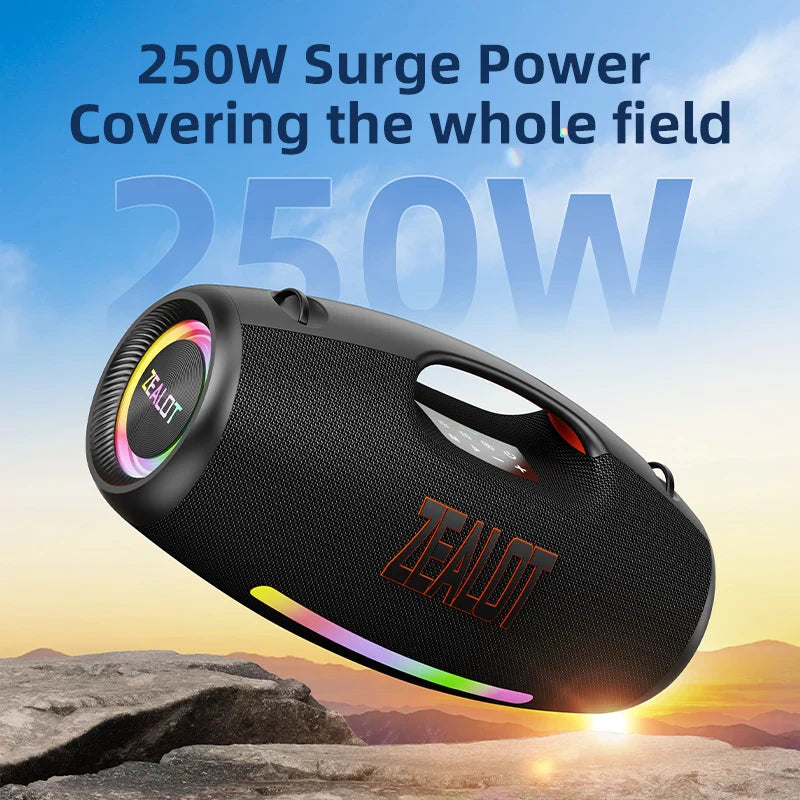Portable Outdoor Bluetooth Speaker 250W with Fast Charging