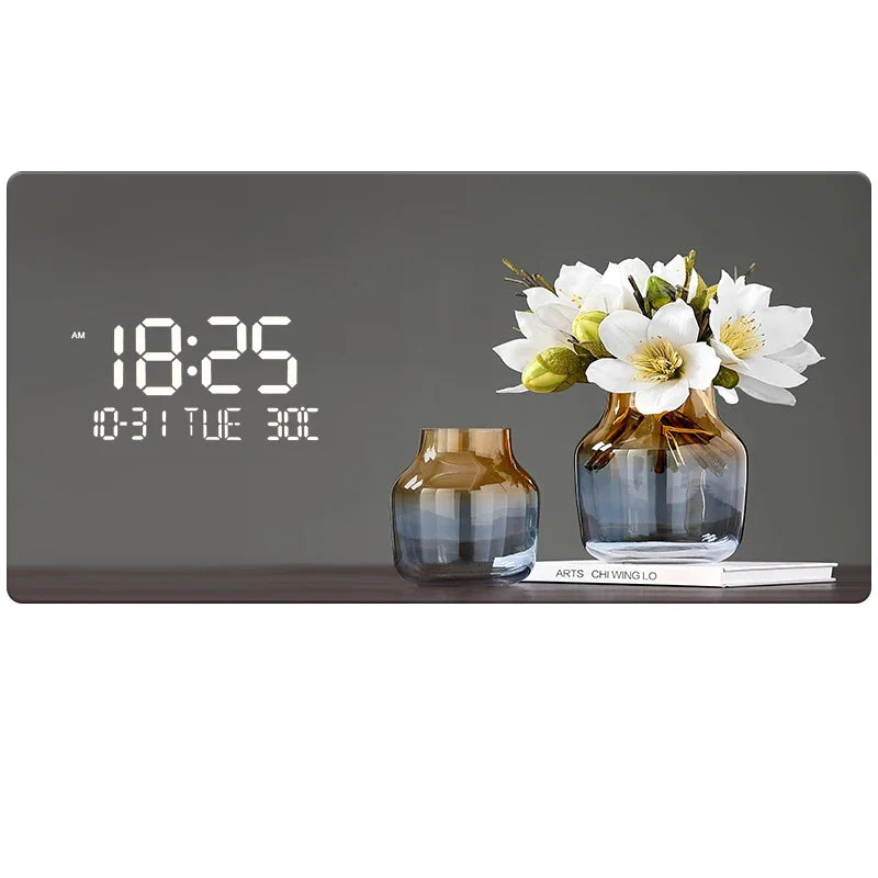 Digital Wall Clock with Geometric Art Display for Living Room