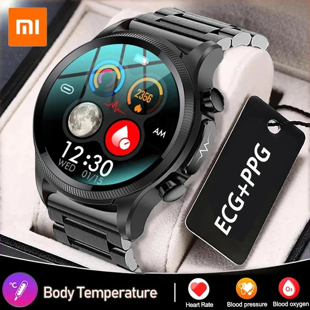 Fitness Smartwatch ECG Blood Pressure Heart Rate Brown Skin Strap