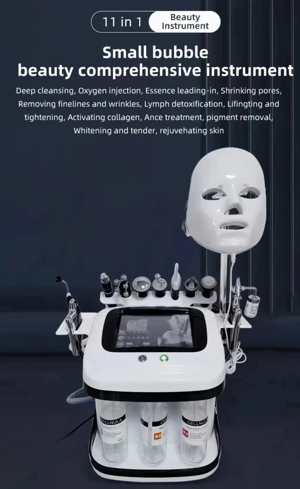 10-in-1 Hydrofacial Machine with Oxygen Peeling & Moisturizer