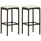 Set of 2 Outdoor PE Rattan Bar Stools with Cushions & Built-In Footrest