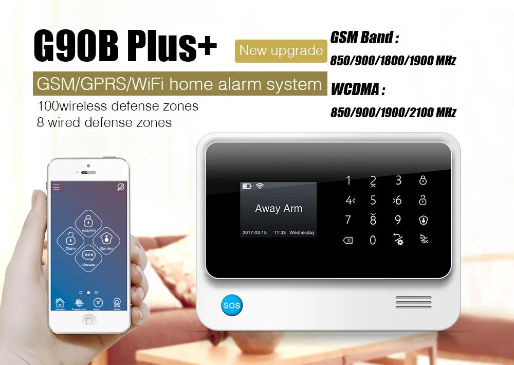 Wireless GSM WiFi Home Alarm System with APP Remote Control and Door/Window Sensor