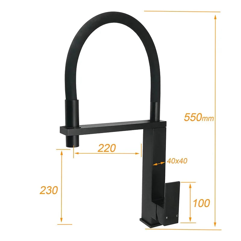 Pull-Out Swivel Kitchen Tap, Matte Black, Single Lever
