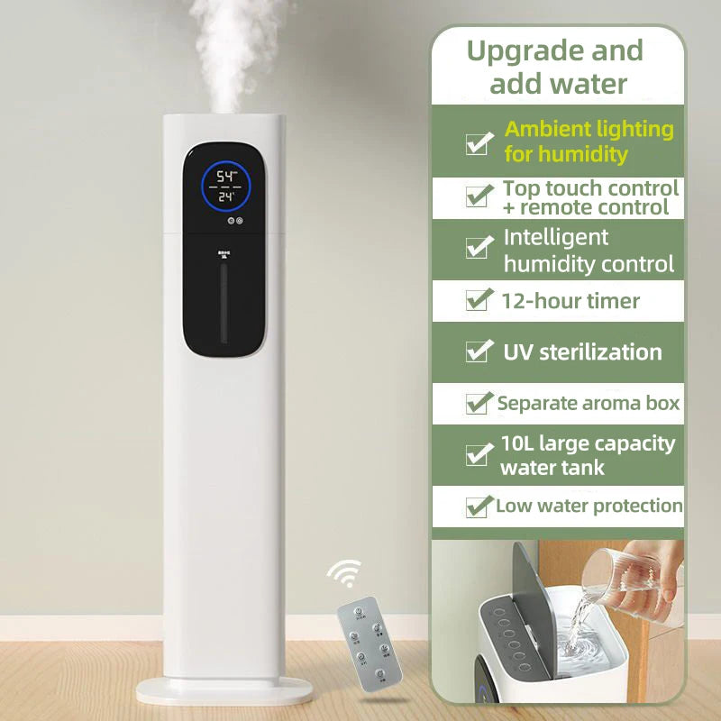 Floor Standing Cool Mist Humidifier with 12L Tank for Home and Office