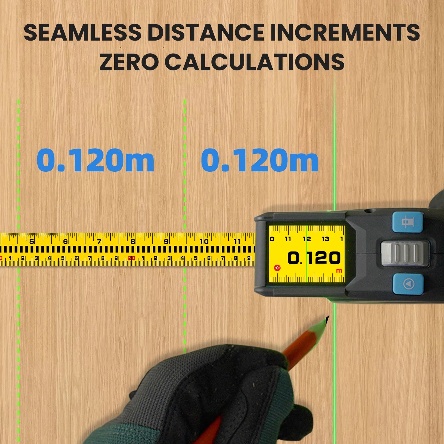 100M Bluetooth Laser Tape Measure with Green Line Marking