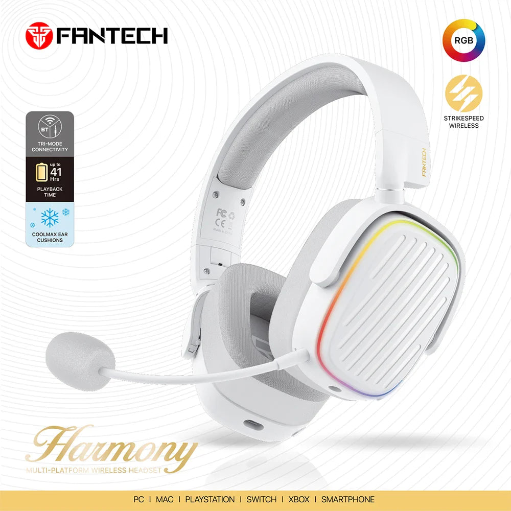 Wireless Gaming Headset with Noise Cancelling Mic, White