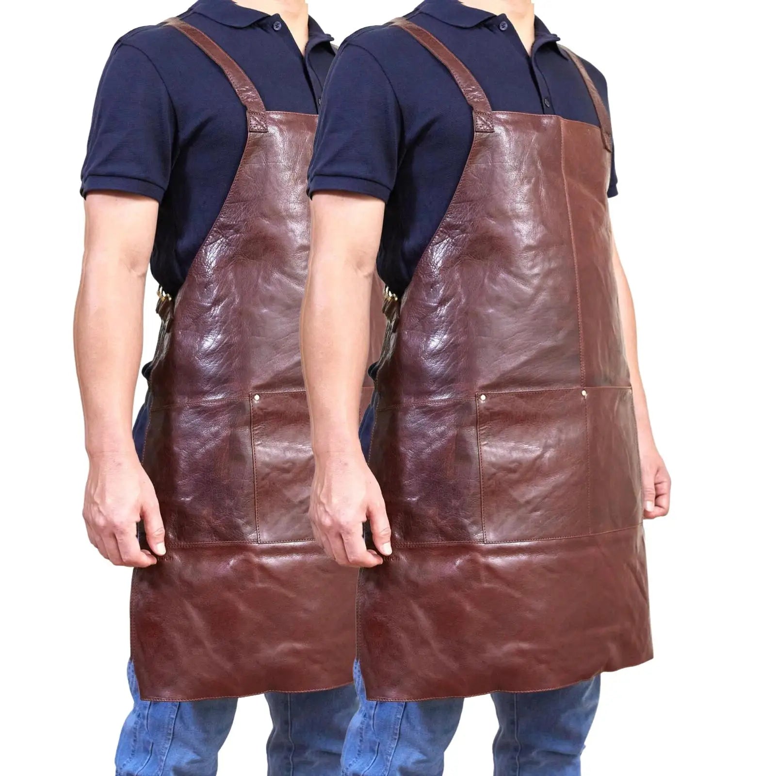 2-Pack Leather Aprons with Pockets