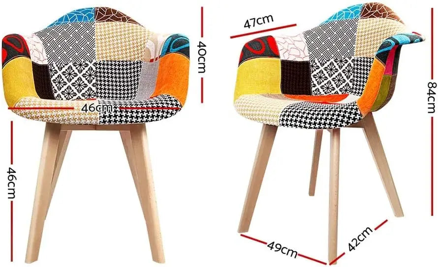 Set of 2 Vintage Retro Dining Chairs – Comfortable Nursing & Reading Seats for Home or Office