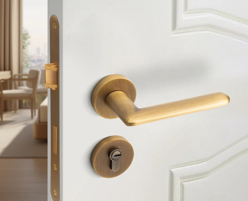 Universal Silent Door Handle, Brass Lock, Room Use