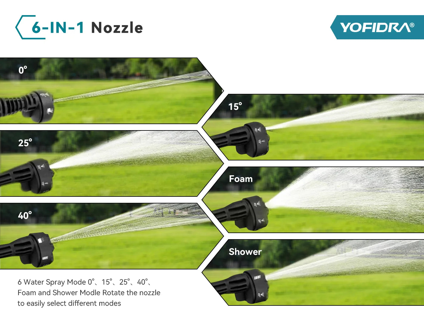 Cordless 3500W Electric Pressure Washer 200BAR, 6-in-1 Nozzle, 1 Battery, Long Hose for Outdoor Cleaning
