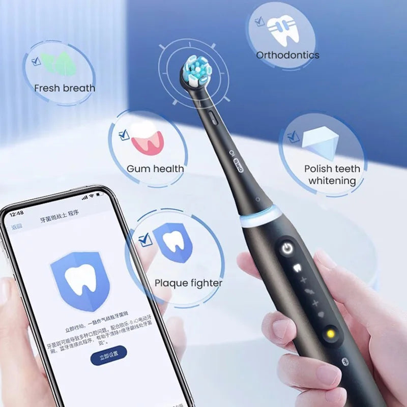 Cordless Electric Toothbrush with AI-Guided Brushing, 3D Micro-Vibrations & Travel Case
