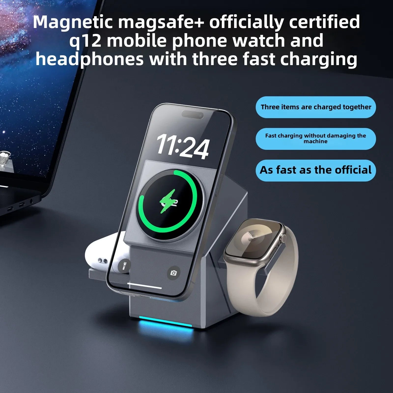 15W Magsafe Wireless Charging Stand for Multiple Devices