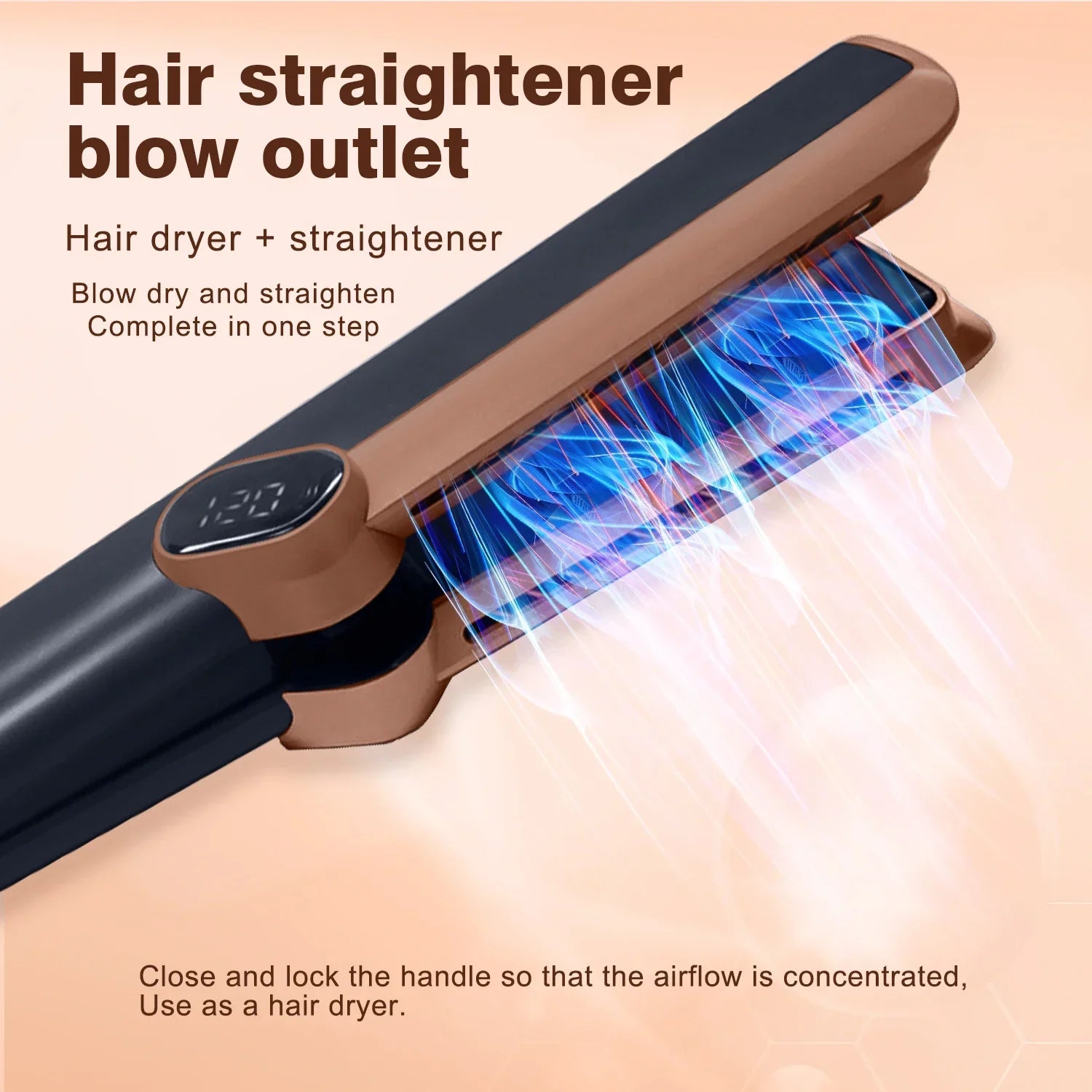 Rechargeable 2-in-1 White Hair Straightener with Airflow 110,000RPM, Travel-Friendly