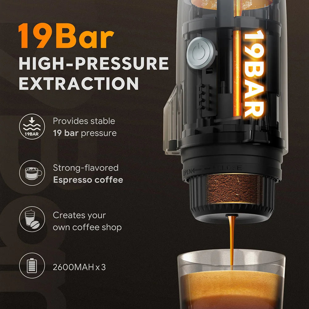 3-in-1 Portable Electric Espresso Maker for Travel & Camping