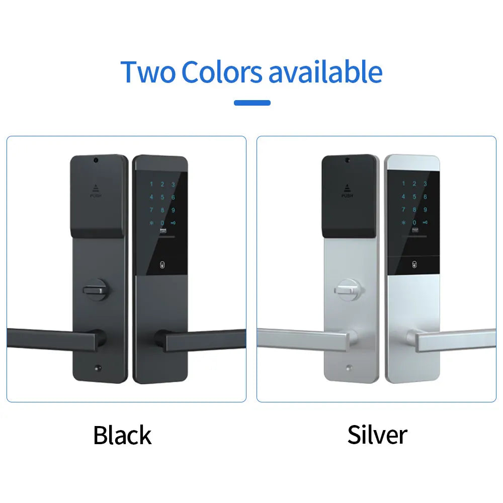 Electronic Keyless Door Lock with App, Code, Card & Mechanical Key Override