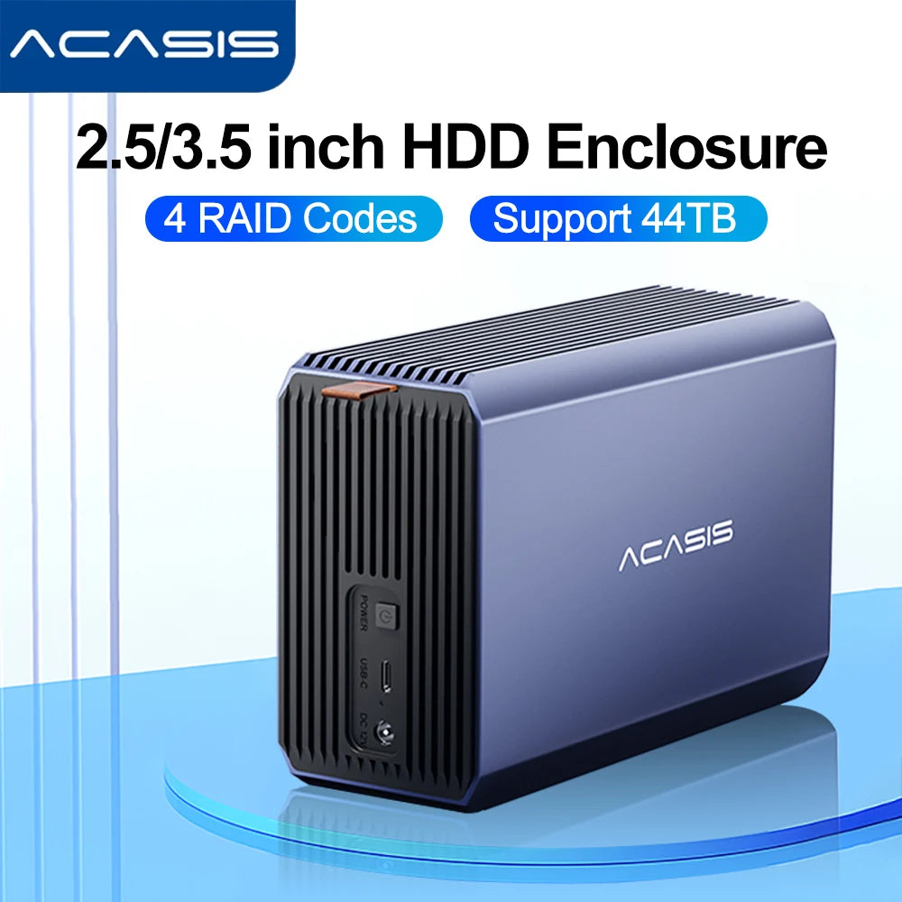 2 Bay 44TB RAID HDD Enclosure with Type-C Port