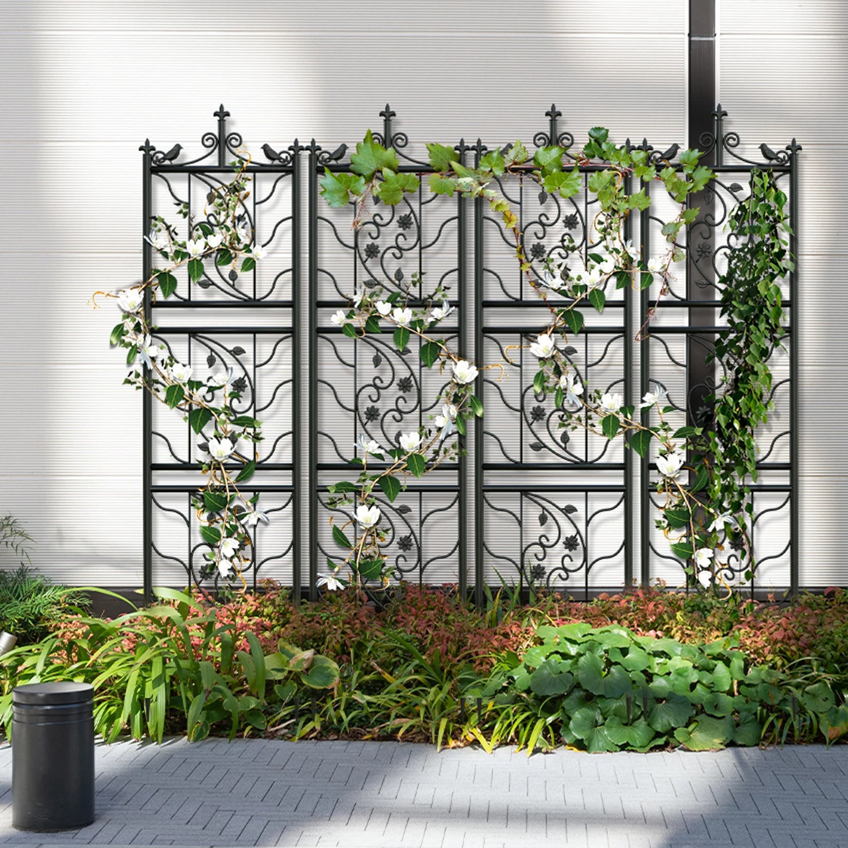 Tall Outdoor Garden Trellis Fence for Climbing Plants – Set of 6 Panels