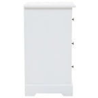 White 3-Drawer Bedside Table – Compact MDF & Pine Wood Bedroom Storage