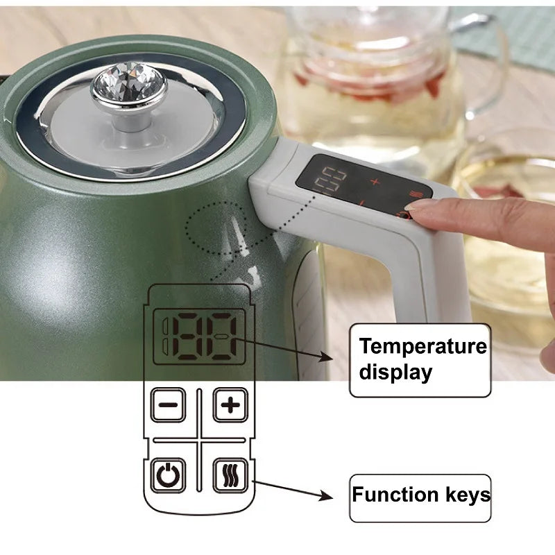 1.7L Electric Kettle 304 Stainless Steel Quick Boil Temperature Control Teapot 1800W