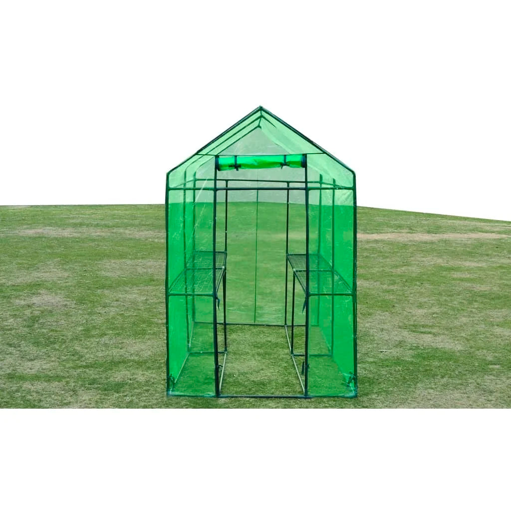 Heavy Duty Outdoor Greenhouse with Powder-Coated Steel Frame & 2 Shelves – 2.4m Long