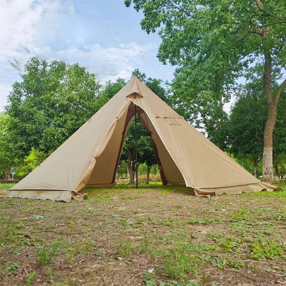8-Person Green Teepee Tent with Stove Jack & Ventilation Window – 4-Season Outdoor Shelter