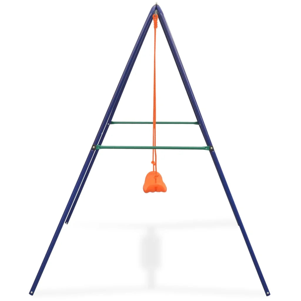 Durable Outdoor Swing Set with A-Frame and Plastic Seat – Easy Assembly