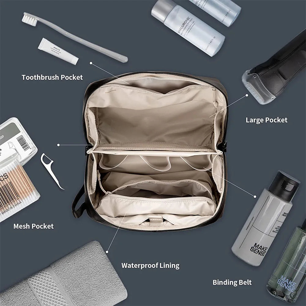 Waterproof Hanging Toiletry Bag with Hook – Travel Organizer