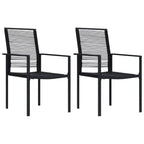 2x Outdoor Garden Chairs PVC Rattan Black – Weather-Resistant & Sturdy Frame