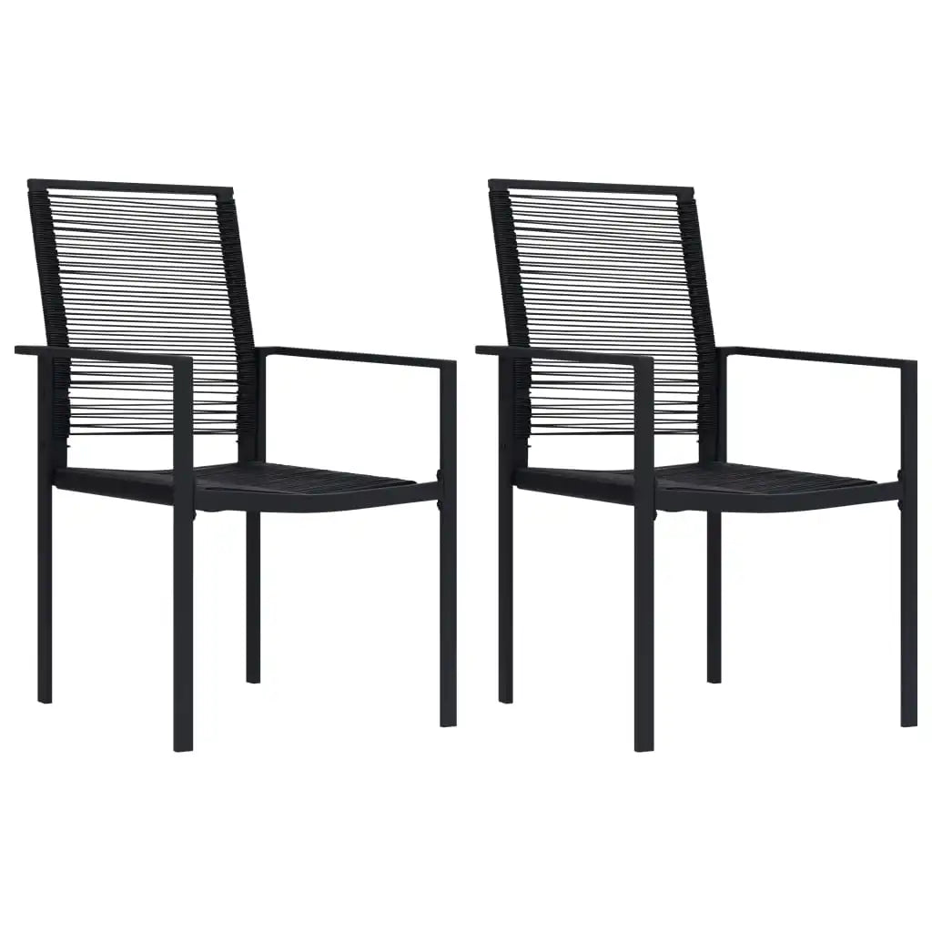 2x Outdoor Garden Chairs PVC Rattan Black – Weather-Resistant & Sturdy Frame