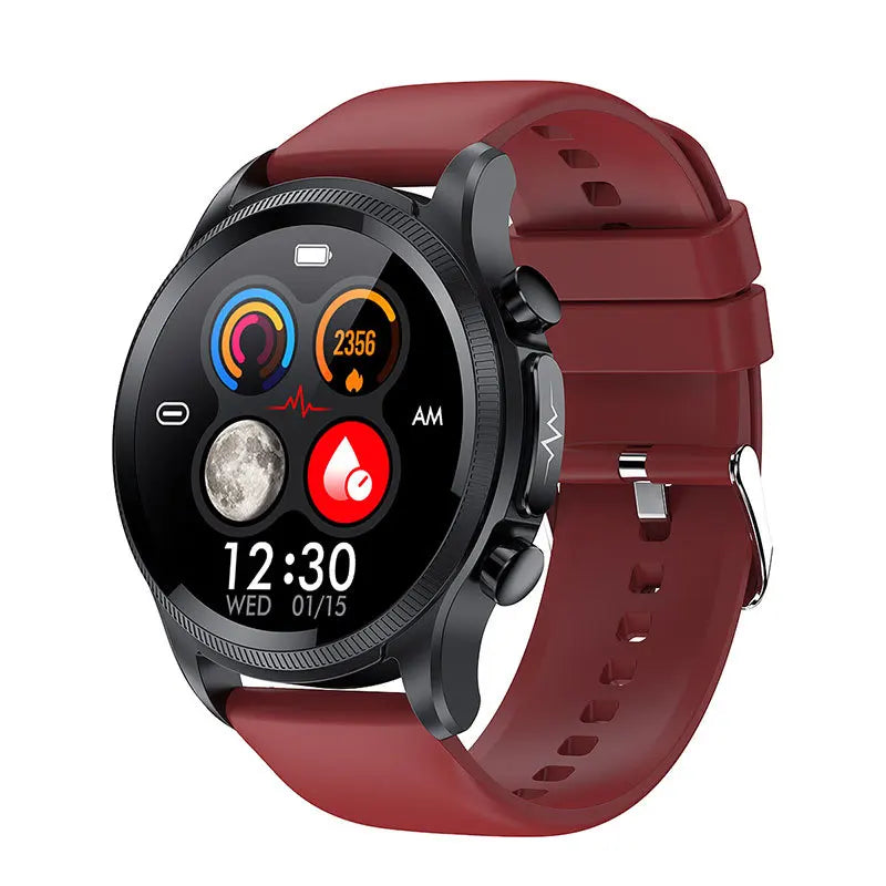 Fitness Smartwatch ECG Blood Pressure Heart Rate Red Strap