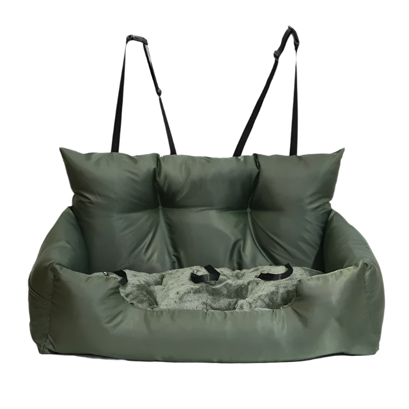 Green Waterproof Travel Dog Car Seat Bed with Safety Straps