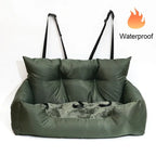 Green Waterproof Travel Dog Car Seat Bed with Safety Straps