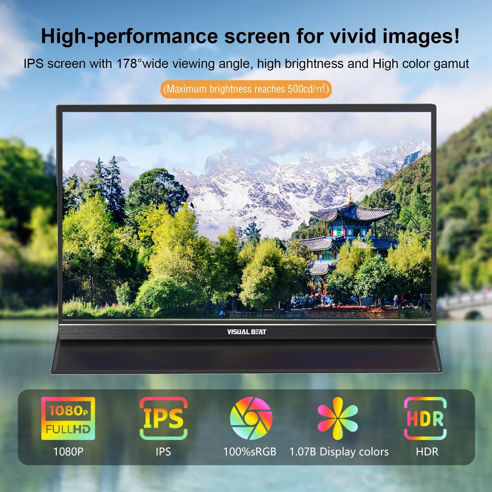 15.6" Portable Touchscreen Monitor 1080P FHD HDR