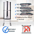 Portable 1 Gallon Stainless Steel Water Purifier for Home, Camping & Emergency Use